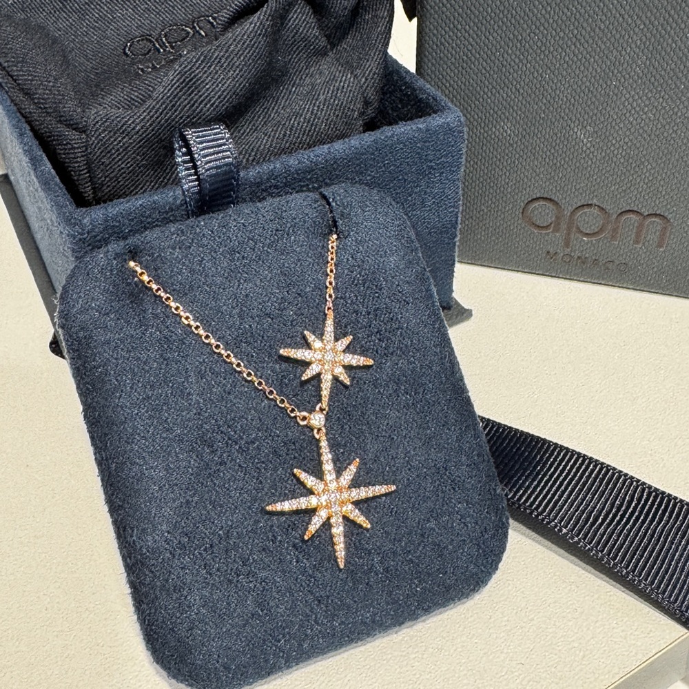 APM double MÉTÉORITES rose gold adjustable necklace